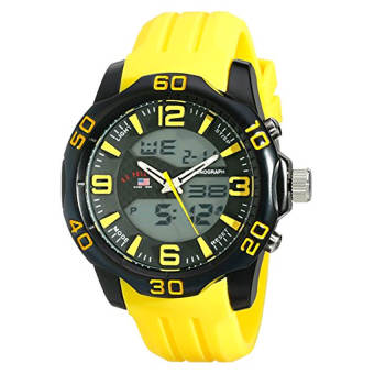 U.S. Polo Assn. Sport Men's US9512 Analog-Digital Display Analog Quartz Yellow Watch - intl  
