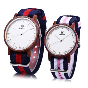 UWOOD UW - 1006 Couple Quartz Watch Japan Movt Nylon Band Wooden Case Wristwatch (#5). - intl  