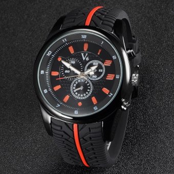 V6 F1 Racing Style Casual Quartz Watch Rubber Band Orange  
