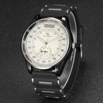 V6 F1 Racing Style Casual Quartz Watch Rubber Band White  