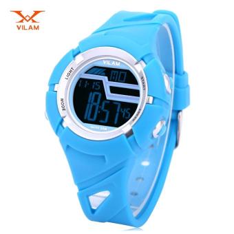 VILAM 08011 Digital Sports Watch LED Light Date Day Chronograph Display 5ATM Wristwatch (Blue) - intl  