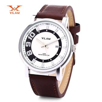 VILAM V2032G Male Quartz Watch Japan Movt Luminous Pointer Date Display 3ATM Wristwatch (White) - intl  
