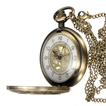 Vintage Roma Numerals Steampunk Bronze Quartz Pocket Watch  