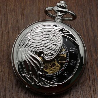 wedzwe Creative mechanical watch animal phoenix pattern provides packet machine carved gold pocket watch (Grey) - intl  
