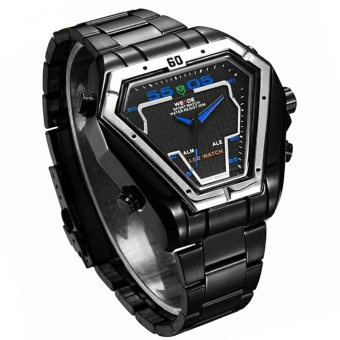 Weide 1102 Original Watch Jam Tangan Pria Analog LED Triangle stainless Black Blue  