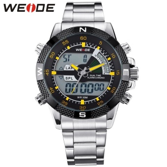 WEIDE Luxury Brand Men Sports Watches Men's Quartz Watch Analog Digital Military Army Diver Full Steel Wristwatches 1104 - intl  