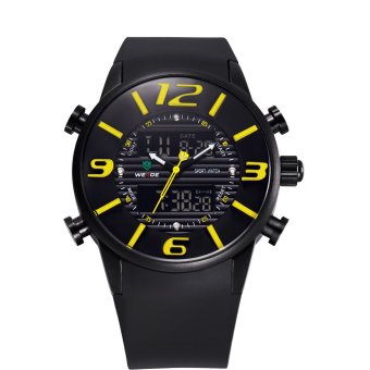 WEIDE Men's Army Diver Analog-Digital Display 3ATM Waterproof Military Sports Watch Yellow Face  