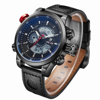 WEIDE Men's Genuine Leather Strap Super Waterproof Watch  