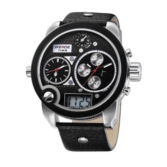WEIDE Men's Luxury Analog & Digital Sport Watch Fashion Big Dial Leather Strap Wristwatch  