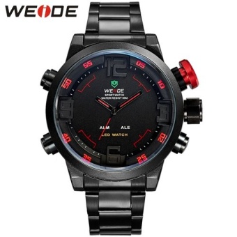 WEIDE Top Brand Men's Military Watches Men Luxury Full Steel Quartz Watch LED Display Sports Wristwatches 30M Water Resistant 2309 - intl  