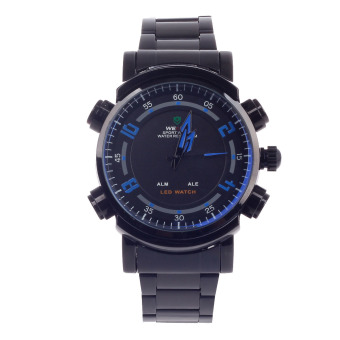 WEIDE WH-1101 Men's Quartz and LED Dual Time Display Sport Wrist Watch (Black and Blue) - intl  