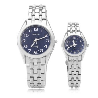 WEIQIN W4368 Couple Quartz Watch Business Style Hardlex Glass Mirror Stainless Steel Strap Wristwatch (BLUE)  