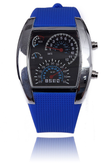 White and Blue LED Light Men's Digital Wrist Watch Car Meter Dial Watch Sapphire Strap  