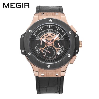 Wholesaler MEGIR ML2035G Original Men Watch Leathter Chronograph Military Watches Sports Quartz Wristwatches - intl  