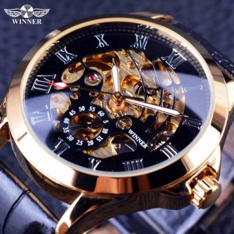Winner 2016 Male Wrist Watch Luxury Skeleton Mens Watches Top Brand Luxury Automatic Watch Small Dial Golden Case Fashion Casual - intl  