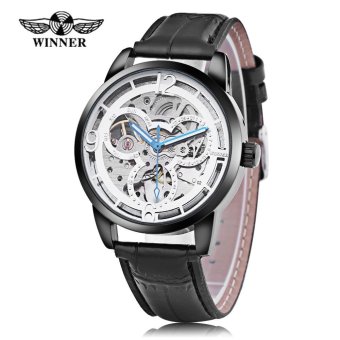 Winner 275 Male Auto Mechanical Watch Wheel Pattern Dial Luminous Men Wristwatch (Silver) - intl  