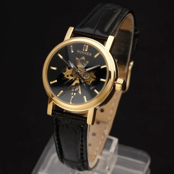 WINNER 8281 Stainless Steel Case Synthetic Leather Women Lady Skeleton Automatic Mechanical Self Wind Classic Elegant Business Wrist Watch - intl  