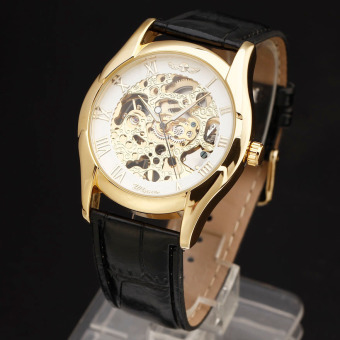 WINNER 8288 Stainless Steel Synthetic Leather Men Male Skeleton Mechanical Hand Wind Military Sport Business Wrist Watch - intl  