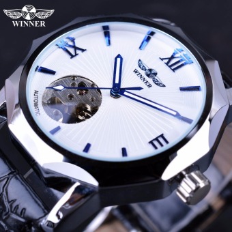 Winner Blue Hands Design Transparent Skeleton Small Fashion Dial Display Mens Watches - intl  