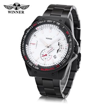 Winner F120594 Men Mechanical Watch Date Display Luminous Stainless Steel Band Wristwatch (White) - intl  