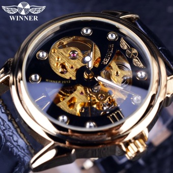 Winner Fashion Casual Skeleton Designer Mens Top Brand Luxury Mechanical Automatic Golden Wristwatch - Intl  