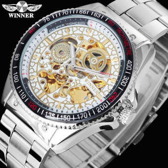 WINNER Men Mechanical Automatic Skeleton Stainless Steel Wristwatches  