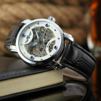Winner Men's Watch Automatic Skeleton Blue Color Nails Casual Wristwatch - intl  