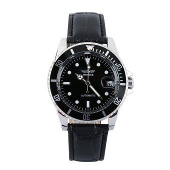 WINNER Self-winding Mechanical Leather Band Magnified Date Unisex Watch  