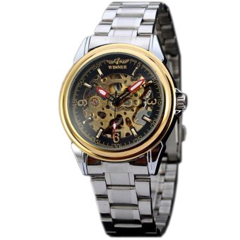 WINNER Silver Steel Automatic Mechanical Skeleton Vintage Men Wrist Watch WW311  