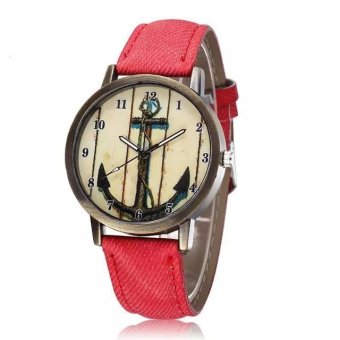 WOMAGE Arrow Bow Vintage Fashion Quartz Watch Women Casual PU Leather Straps Wrist Watches red  