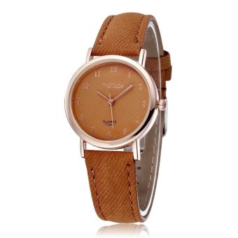 WOMAGE Blue Jeans Style Straps Women's Wrist Watch Alloy Case Analog Quartz Watches coffee  