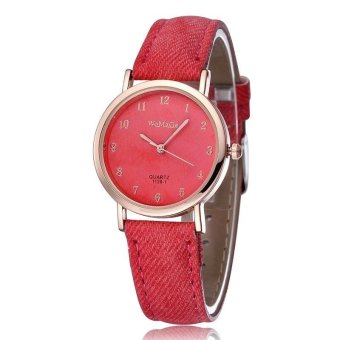 WOMAGE Blue Jeans Style Straps Women's Wrist Watch Alloy Case Analog Quartz Watches red  