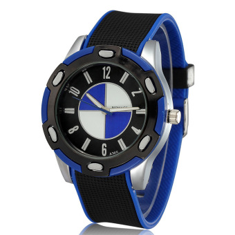 WOMAGE Brand Silicone Strap Big Dial Quartz Men Sports Military Casual Watches Wristwatch blue  