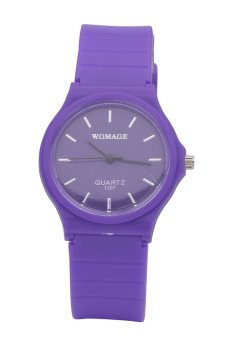 Womage Candy Color Silicone Strap Quartz Watch-Purple  