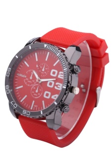 WoMaGe Fashion 1091 Men's Watches Men Casual Quartz Watch Rubber Wrist Military Sports Watch Brand (Red) - intl  