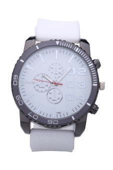 WoMaGe Fashion 1091 Men's Watches Men Casual Quartz Watch Rubber Wrist Military Sports Watch Brand (White)  