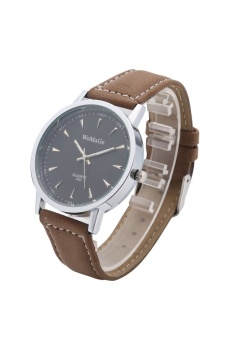 WoMaGe Fashion 1186 Dress Leather Watches Leisure Quartz Analog Wristwatch(Silver Shell Black Surface) - intl  