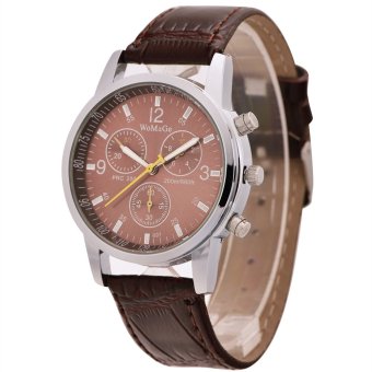 WOMAGE Fashion Triple Dials Quartz Men WatchAnalog Leather Wristwatch69701(Brown)  