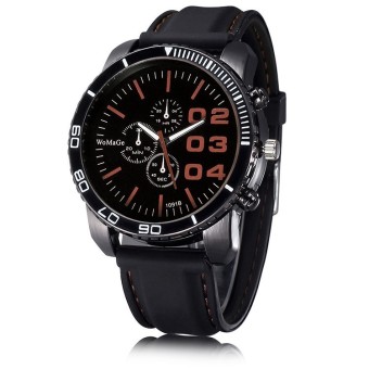 WOMAGE Men Luxury Silicone Strap Business Casual Boys Quartz Big Watches Wristwatch coffee  
