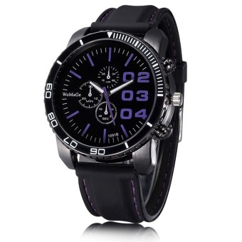 WOMAGE Men Luxury Silicone Strap Business Casual Boys Quartz Big Watches Wristwatch purple  