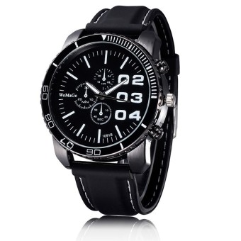 WOMAGE Men Luxury Silicone Strap Business Casual Boys Quartz Big Watches Wristwatch white  