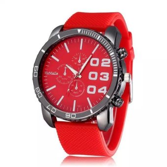 WOMAGE Men Quartz Silicone Band Big Large Dial Clock Sport Watch Men Wristwatches relogios Red  