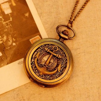 Womdee Retro Antique Pocket Watch For Men Women Unisex Quartz AlloyPendant Bronze With Long Chain Wholesale (bronze) - intl  