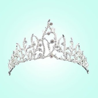Women Bride Luxury Baroque Shiny Alloy Diamond Crown Wedding Hair Jewelry - intl  