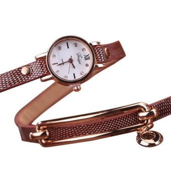 Women Charm Wrap Around Leatheroid Quartz Wrist Watch Brown - intl  