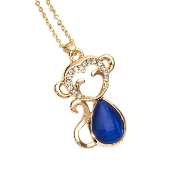 Women Fashion Vintage Crystal Monkey Pendant Sweater Chain Necklace Gift - intl  