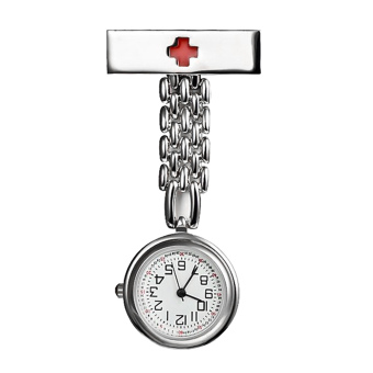 Women Girls Silver Clip-on Hanging Nurse Quartz Pin Pendant Fob Pocket Watch with Pin - intl  
