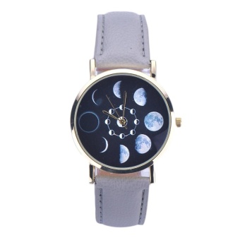 Women Lunar Eclipse Pattern Leather Analog Quartz Wrist Watch GY - intl  