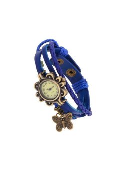 Women’s Weave Butterfly Blue Leather Strap Watch - intl  