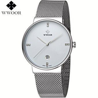 WWOOR Luxury Brand Slim Waterproof Quartz Watch Men Sports Watches Male Analog Clock Silver Steel Strap Casual Watch relogio masculino - intl  